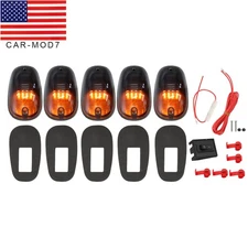 5 x Smoked Lens Rooftop Cab Running Light LED Amber For Dodge RAM 1500 2500 3500