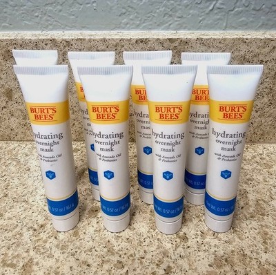 Lot of 8 BURTS BEES Hydrating Overnight Mask w Avocado Oil & Prebiotics 0.57