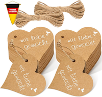 GeschenkanhäNger Herz 6Cm Kraftpapier Mit Juteschnur FüR Hochzeit Valentinstag