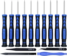 HengTianMei 14 in 1 Torx Screwdriver Set with T1 T2 T3 T4 Silver, Blue, Black 
