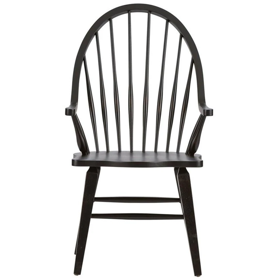 Hearthstone Ridge Dark Brown Windsor Back Arm Chair - Black - Image 2 of 4