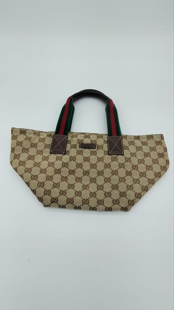 GUCCI Sherry Line GG Canvas Tote Bag Leather Beige Brown Zipper Logo thumbnail 13
