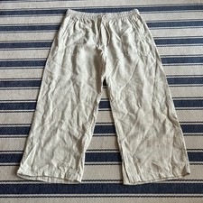 Athleta Retreat Linen High Rise Wide Leg Pants Beige Large