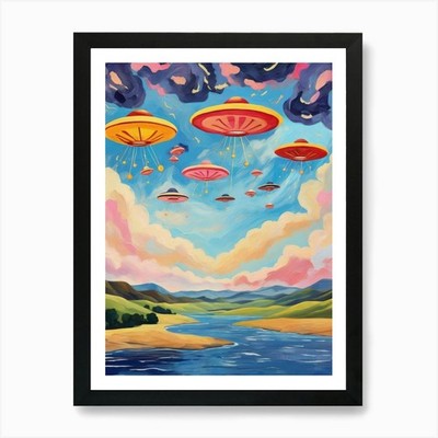 Ufos on the sky 1 Art Print Framed Wall Art Poster Canvas Print Picture