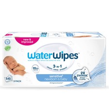 WaterWipes Sensitive Newborn  Baby Wipes 3-In-1 Cleans Cares Protects