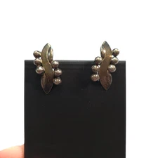 Vintage Amco Texco Sterling 925 Screw Back Earrings Breaded Patina