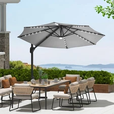 10' X 10' Large Aluminum Outdoor Cantilever Patio Umbrella with Weighted Base