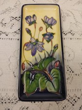 Moorcroft Hepatica Rectangular Pen Tray Dish Flowers England 7 7/8 x 3 1/12