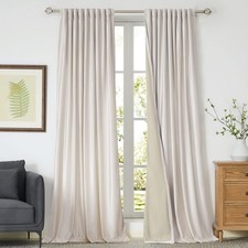 100 Blackout Ivory Off White Velvet Curtains 72 inch Long for Living Room,Set