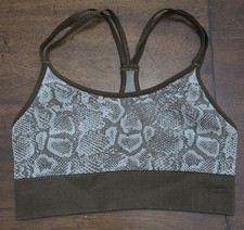 NWOT Bombshell XS Green Snake Print Racerback Sports Bra Stretch Gym Yoga 125415
