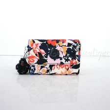Kipling PIXI Snap Medium Trifold Wallet Polyester AC3739 Splashy Posies Multi 48
