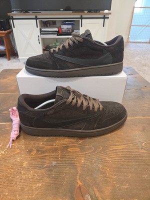 Travis Scott Jordan 1 Retro Low Velvet Brown Sz 13 DM7866-202 Pre-owned CLEAN 