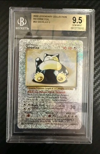 BGS 9.5 Snorlax Reverse Holo 64/110 Legendary Collect. Pokemon 2002 "POP 3"