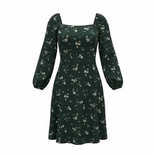 Gap Long Sleeve Green Floral Mini Dress, Size Large, Brand New