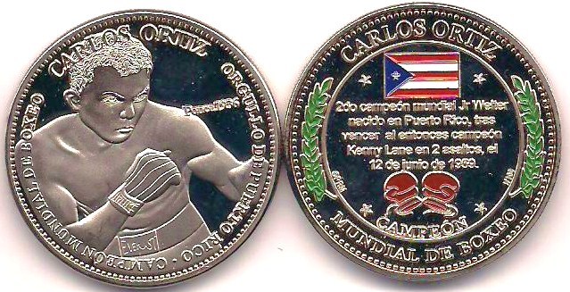 CARLOS ORTIZ Campeon Boxeo PUERTO RICO Boxing PONCE token ficha medalla coin