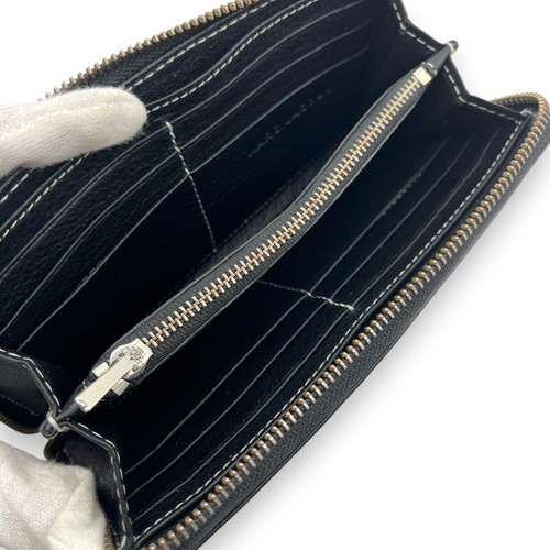 Marc Jacobs Black Leather Zip-Around Wallet with Logo & Barcode Print - Picture 6 of 16