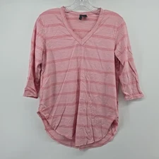 Left of Center XS V-Neck 3/4 Sleeve Striped Shirt