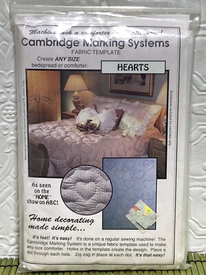 VTG Cambridge Marking Systems Fabric Quilting Template Hearts Any Size NEW