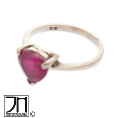 Silber sythetisch hergestellt Rubin Herz Ring Rot silver ring synthetic ruby red