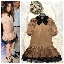 Authentic Nikki Reed worn Dolce & Gabbana flower lace dress with ribbon 36bronze