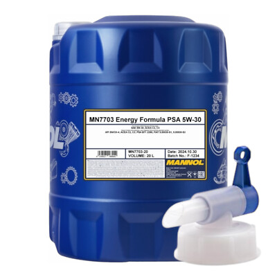 20 L MANNOL Energy Formula PSA 5W30 FIAT 5W-30 C3 PEUGEOT Motoröl CITROËN + Hahn