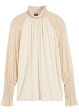 Langarmshirt aus nachhaltiger Viskose Gr. 32/34 Beige Damen Shirt Bluse Neu