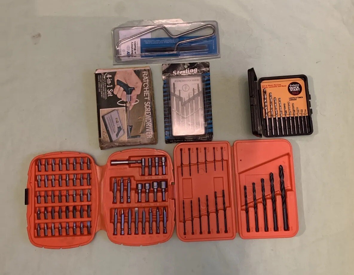 Lot Of 6 Mixture Of Tools Including Black and Decker Screwdriver Drill Bit Sets eBay