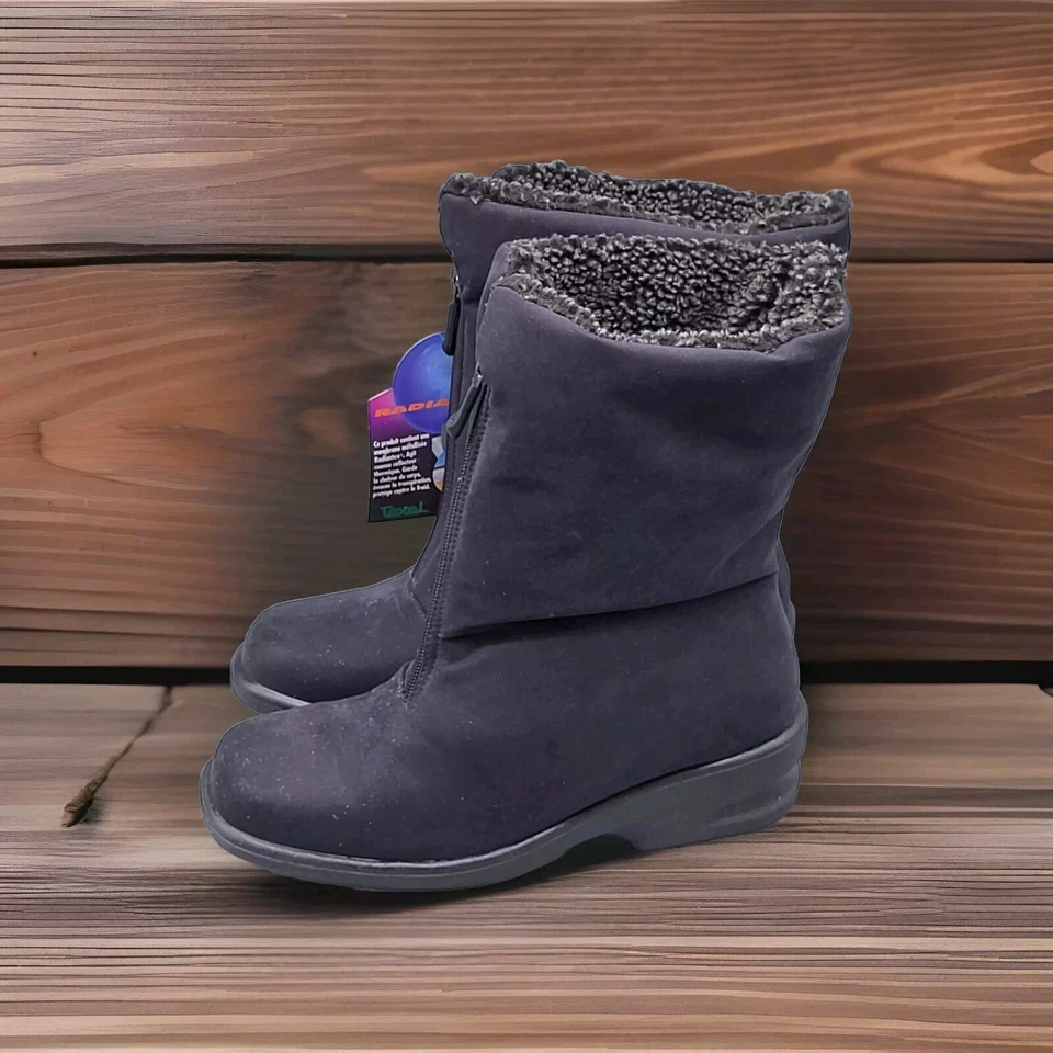 Nuevo Sin Caja Calentadores Puntera Canadá Negro Michelle Cremallera Frontal Polar Forrado Botas 7 Foto 3 de 4