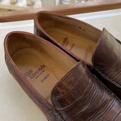 Allen Edmonds Brindisi crocodile embossed leather brown  display picture 2