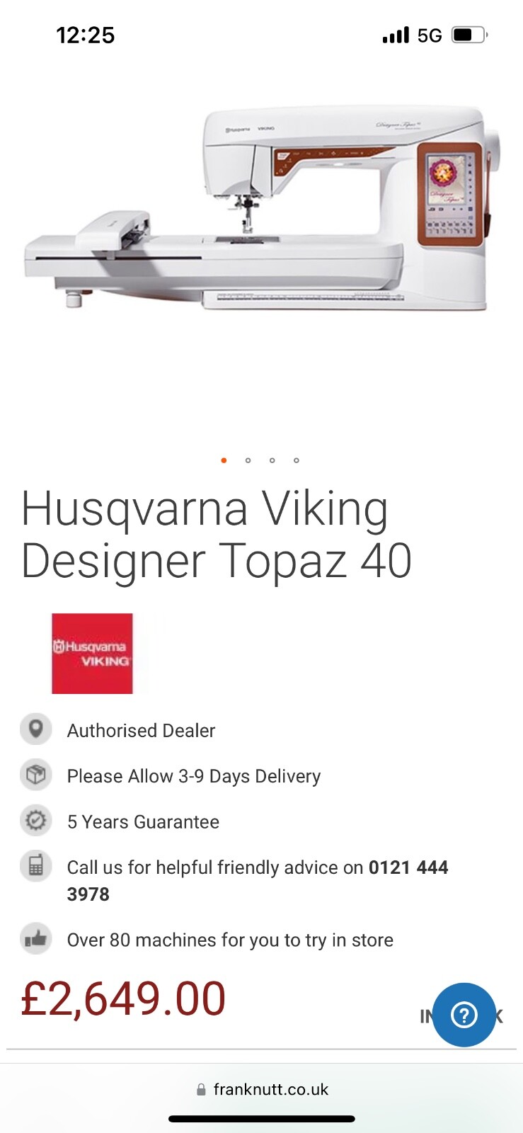 Husqvarna Viking Designer Topaz 40 embroidery machine & accessories eBay