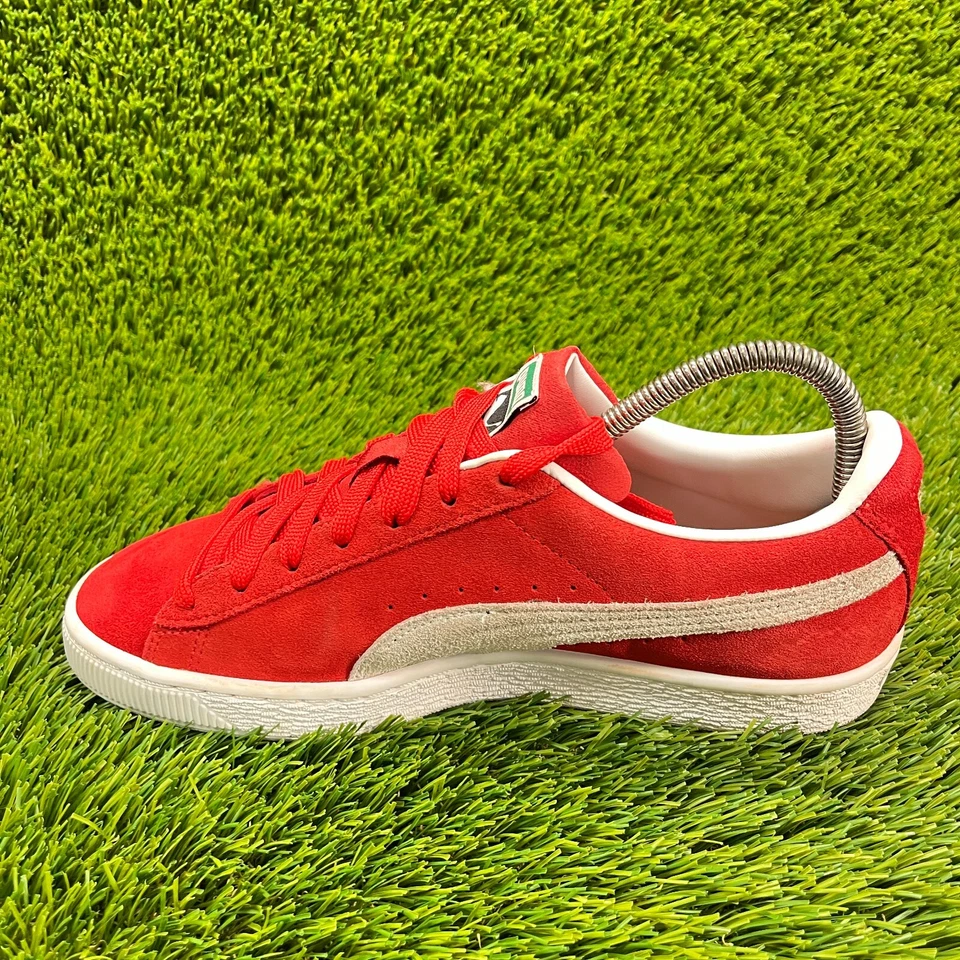 Puma Suede Classic 21 Risk Red White Boys Size 7Y Walking Shoes Sneakers - Image 2 of 4