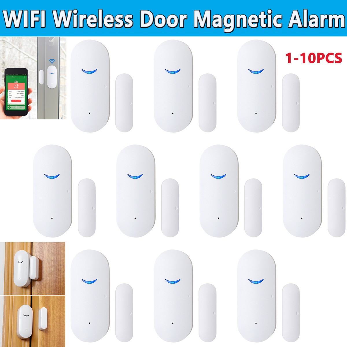 WiFi Smart Door Window Sensor Detector Safe Alarm for Alexa Google Home Lot