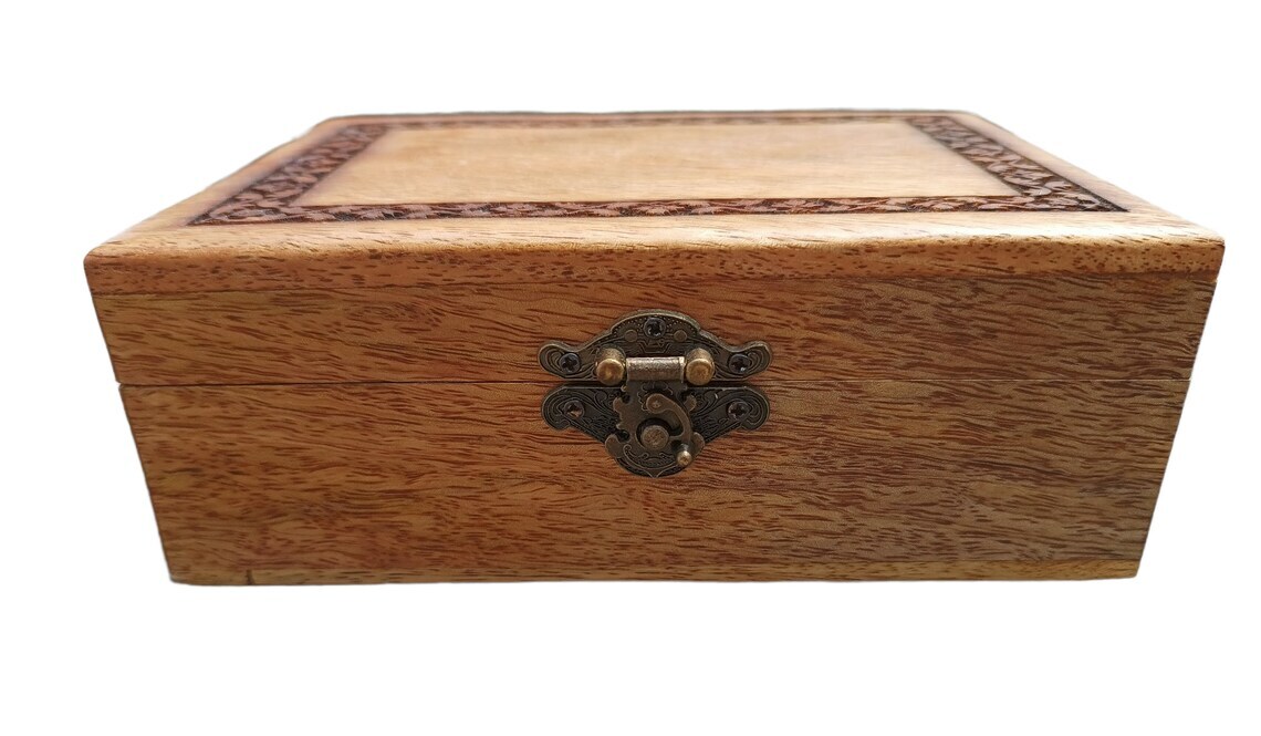Triple Lock Wooden Jewelry Box Organizer with Memory Storage-image