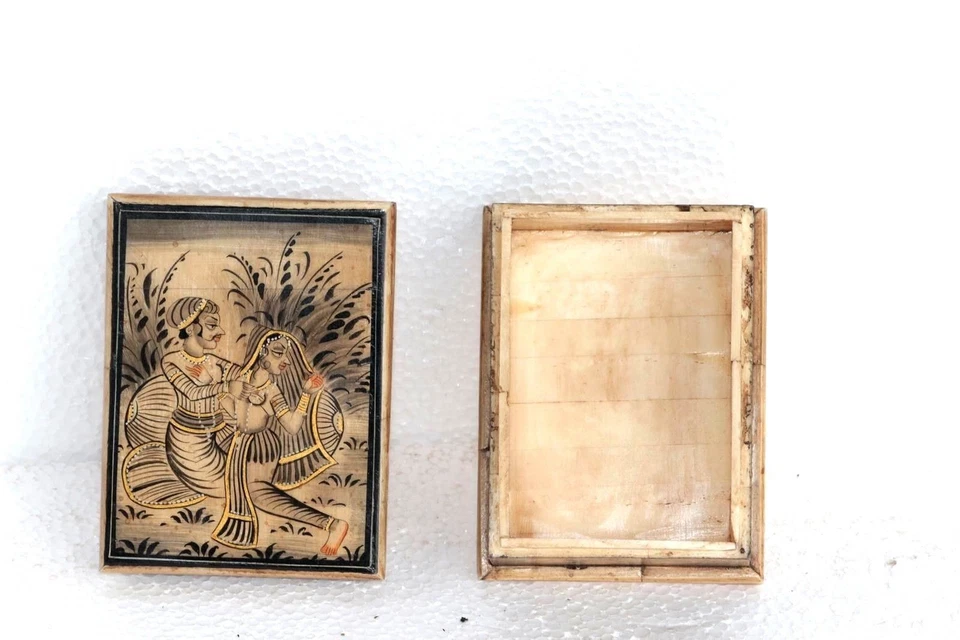 NEW HANDMADE SMALL STORAGE BOX BONE PAINTED HOME DECORATIVE COLLECTIBLE - Image 4 of 4