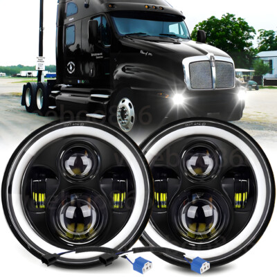 2x For Kenworth T2000 1997-2011 DOT 7'' Inch Round LED Headlights High Low Beam