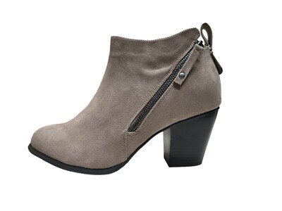 NEW Torrid Side Zip Heel Bootie Wide Boots Grey Faux Suede Size 9W