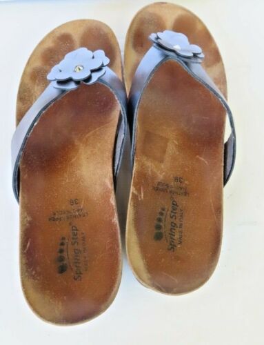 Women's Spring Step Metallic Gray/Silver flower flip flop wedge EU 38 US 7.5/8 - Picture 7 of 8
