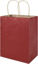 Paper Shopping Bags 100 Brick Red Merchandise Gift 8 ¼” x 4 ¾”  x 10 ½” Gift
