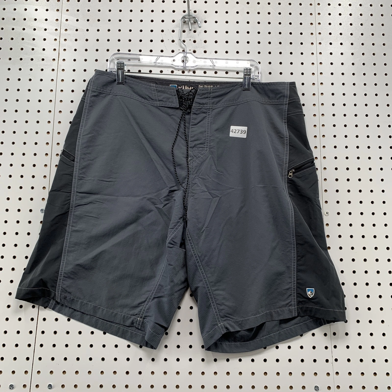 KUHL Shorts Mens Size 38 Outdoor Hiking Gray Nylon Drawstring Zip Pocket