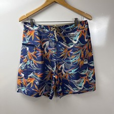 Patagonia Floral Birds Purple Swim Trunks Nylon Unlined Men's 31 8" inseam