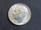 Uncirculated 1955-D Roosevelt Dime from Bank Roll some tarnish
