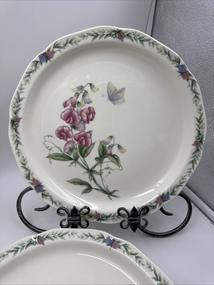 6 platos de cena Noritaki Conservatory Gala Cuisine 10,75" mariposa de guisante dulce Foto 3 de 4