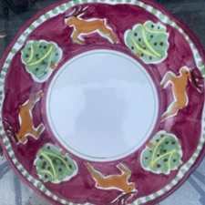 Vietri Solimene Rodolfo Salad Plates set of 2 red Christmas tree 8”