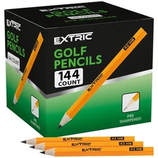 EXTRIC Golf Pencils, HB #2, Pre-Sharpened, 3.5 Inch, Wood-Cased, 144 Count, I...