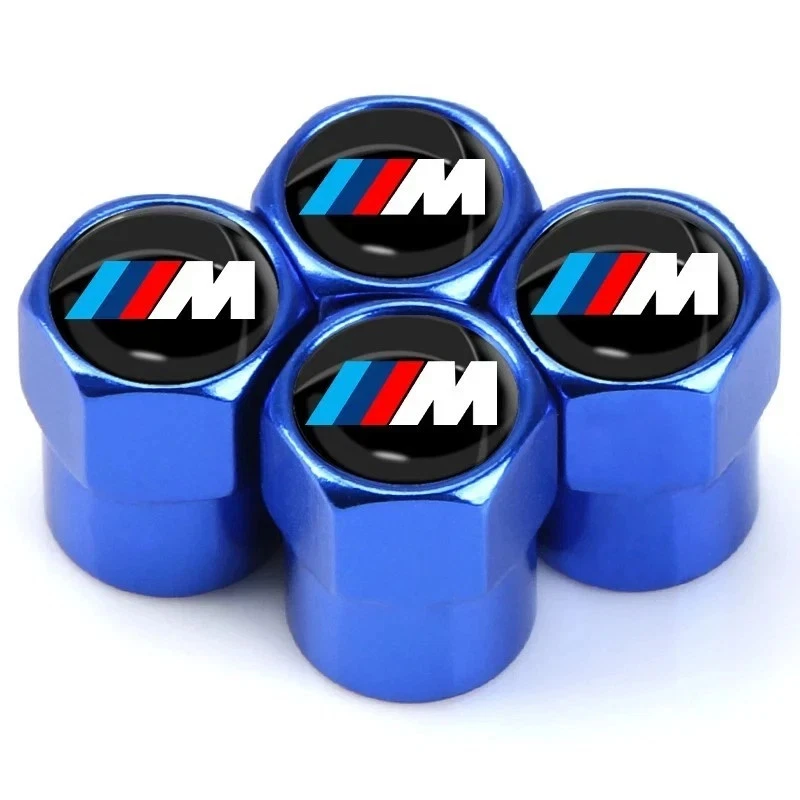 Compatible with BMW M 4Pcs Tire Valve Stem Caps Blue Anodized Aluminum Set - Image 2 of 4