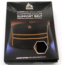 RBX Fit Copper Infused Compression Back Support Belt Lumbar 2XL  XXL NEW