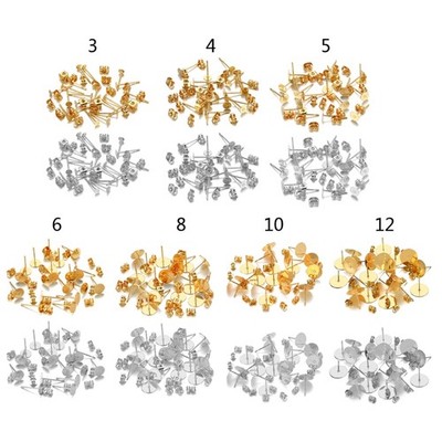 Stainless Steel Flat Pads Earrings Backs Replacements Earring Kit