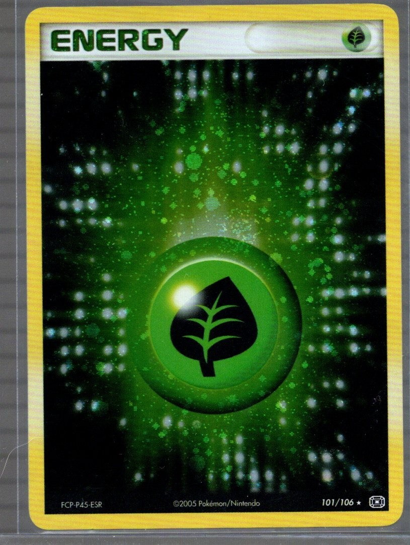Pokemon TCG Grass Energy EX Emerald Holo rare 101/106 2005 SWIRL NM