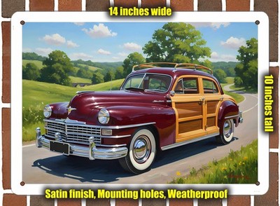 Metal Sign - 1947 Chrysler Town And Country Oil Painting - 14x10