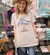 NWT - A Rare Bird A Happy Heart Birdie Tattered Tee - L/XL